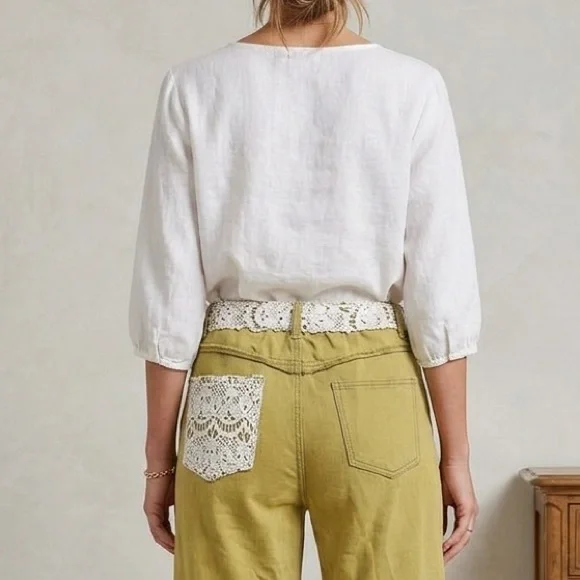 New POL CROCHET TRIM OLIVE PANTS SZ S M L $88 retail - Picture 4 of 4